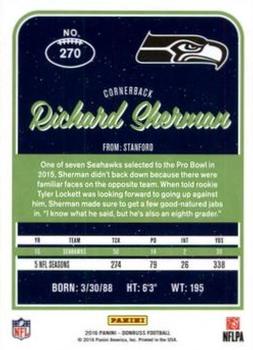 2016 Donruss - Press Proofs Blue #270 Richard Sherman Back