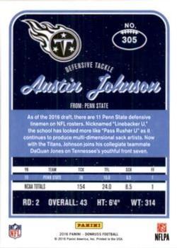 2016 Donruss - Press Proofs Blue #305 Austin Johnson Back