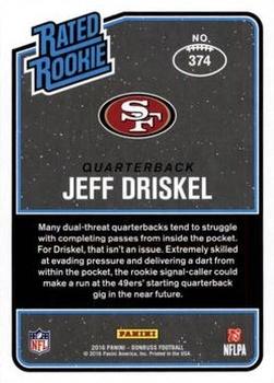 2016 Donruss - Press Proofs Blue #374 Jeff Driskel Back