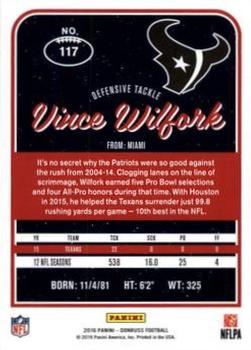 2016 Donruss - Press Proofs Green #117 Vince Wilfork Back