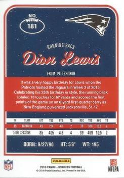 2016 Donruss - Press Proofs Green #181 Dion Lewis Back