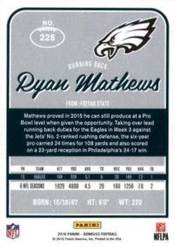 2016 Donruss - Press Proofs Green #228 Ryan Mathews Back