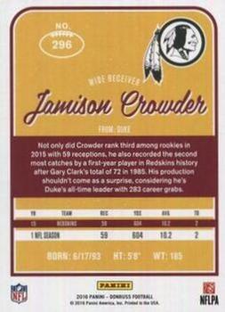 2016 Donruss - Press Proofs Red #296 Jamison Crowder Back