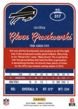 2016 Donruss - Press Proofs Red #317 Glenn Gronkowski Back