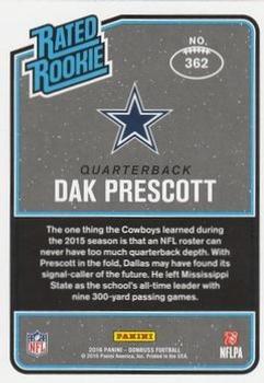 2016 Donruss - Press Proofs Red #362 Dak Prescott Back