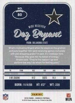 2016 Donruss - Press Proofs Silver #80 Dez Bryant Back