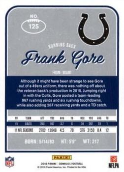 2016 Donruss - Press Proofs Silver #125 Frank Gore Back