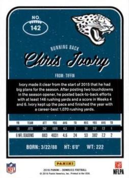 2016 Donruss - Press Proofs Silver #142 Chris Ivory Back