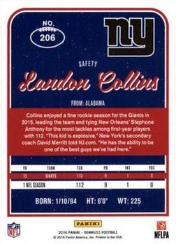 2016 Donruss - Press Proofs Silver #206 Landon Collins Back