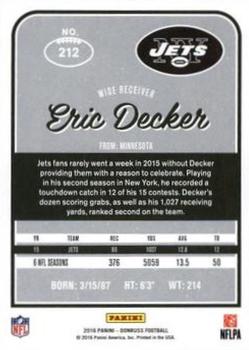 2016 Donruss - Press Proofs Silver #212 Eric Decker Back
