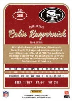 2016 Donruss - Press Proofs Silver #255 Colin Kaepernick Back