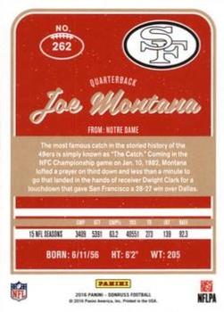 2016 Donruss - Press Proofs Silver #262 Joe Montana Back