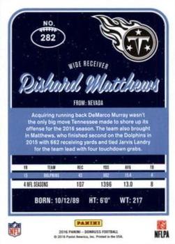 2016 Donruss - Press Proofs Silver #282 Rishard Matthews Back
