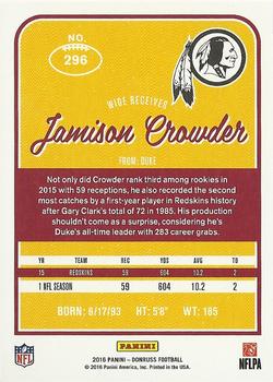 2016 Donruss - Press Proofs Silver #296 Jamison Crowder Back