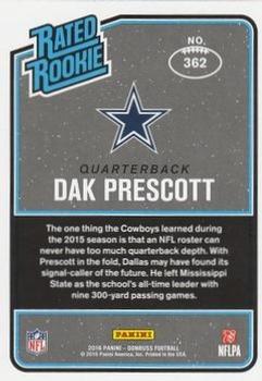 2016 Donruss - Press Proofs Silver #362 Dak Prescott Back