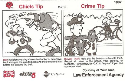 1987 Kansas City Chiefs Police #2 Tim Cofield Back