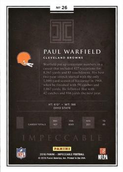 2016 Panini Impeccable #26 Paul Warfield Back