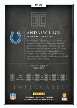 2016 Panini Impeccable #29 Andrew Luck Back