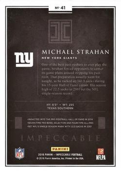 2016 Panini Impeccable #41 Michael Strahan Back