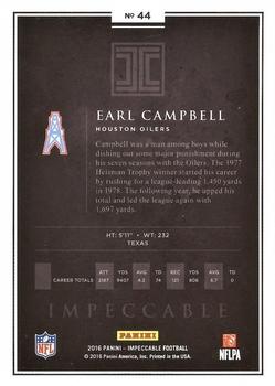 2016 Panini Impeccable #44 Earl Campbell Back