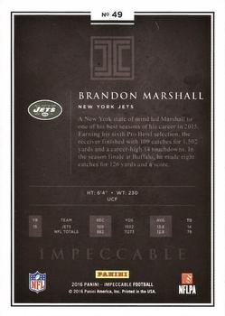 2016 Panini Impeccable #49 Brandon Marshall Back