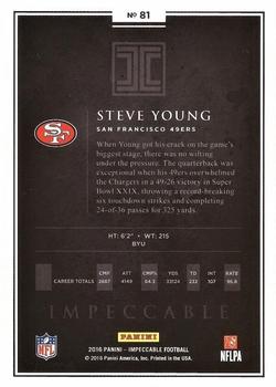 2016 Panini Impeccable #81 Steve Young Back