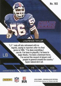 2016 Panini Unparalleled - Teal #103 Lawrence Taylor Back