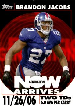 2007 Topps Generation Now Arrives #GNAR-BJ1 Brandon Jacobs Front