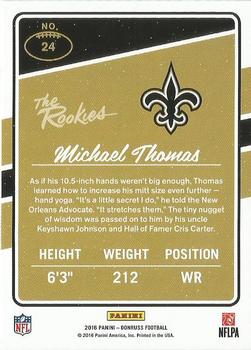 2016 Donruss - The Rookies #24 Michael Thomas Back