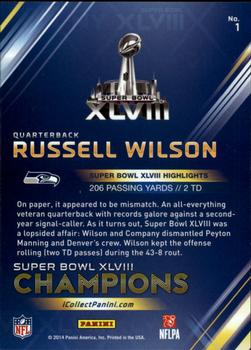 2014 Panini Seattle Seahawks Super Bowl XLVIII Champions #1 Russell Wilson Back