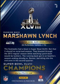 2014 Panini Seattle Seahawks Super Bowl XLVIII Champions #2 Marshawn Lynch Back