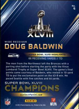 2014 Panini Seattle Seahawks Super Bowl XLVIII Champions #4 Doug Baldwin Back