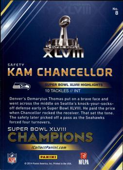 2014 Panini Seattle Seahawks Super Bowl XLVIII Champions #8 Kam Chancellor Back