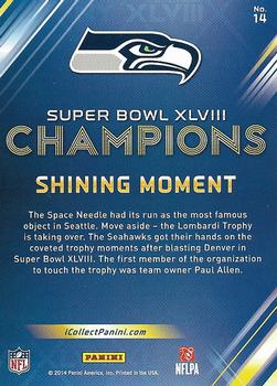 2014 Panini Seattle Seahawks Super Bowl XLVIII Champions #14 Russell Wilson Back