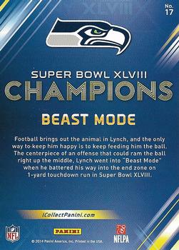 2014 Panini Seattle Seahawks Super Bowl XLVIII Champions #17 Beast Mode Back