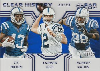 2016 Panini Clear Vision - Clear History Trios Blue #14 Andrew Luck / Robert Mathis / T.Y. Hilton Front