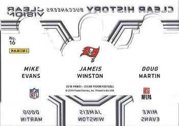 2016 Panini Clear Vision - Clear History Trios Blue #16 Mike Evans / Doug Martin / Jameis Winston Back