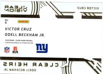 2016 Panini Clear Vision - Clear Heirs Gold #6 Odell Beckham Jr. / Victor Cruz Back