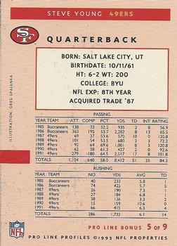 1992-93 Pro Line Super Bowl Program #5 Steve Young Back