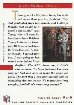 1992-93 Pro Line Super Bowl Program #9 Steve Young Back