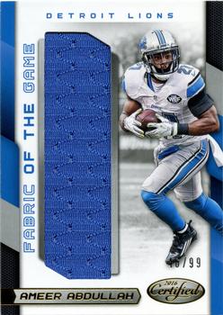 2016 Panini Certified - Fabric of the Game #54 Ameer Abdullah Front