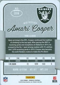 2016 Donruss - Press Proofs Silver Die Cut #219 Amari Cooper Back