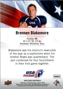 2012 Upper Deck USA Football #5 Brennen Blakemore Back