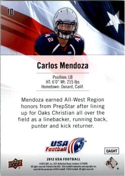 2012 Upper Deck USA Football #10 Carlos Mendoza Back