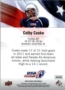2012 Upper Deck USA Football #11 Colby Cooke Back