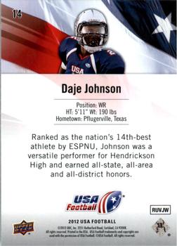 2012 Upper Deck USA Football #14 Daje Johnson Back