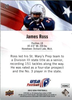 2012 Upper Deck USA Football #27 James Ross Back