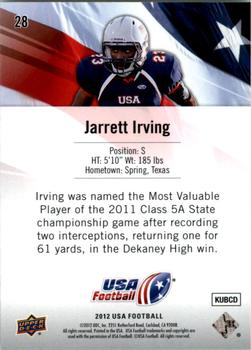 2012 Upper Deck USA Football #28 Jarrett Irving Back