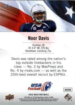 2012 Upper Deck USA Football #36 Noor Davis Back