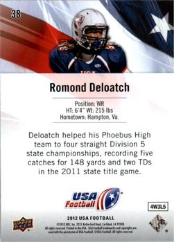 2012 Upper Deck USA Football #38 Romond Deloatch Back